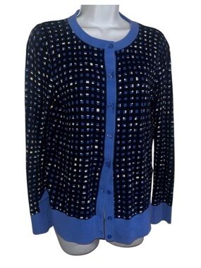 kate spade Navy and Blue Grid Cardigan